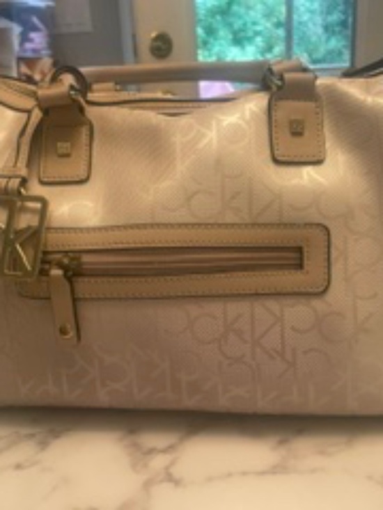 Calvin Klein Handbags - Calvin Klein Monogram Satchel Bowler Bag | Beige/Champagne - 0001
